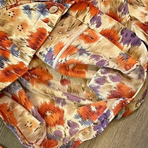 COLDWATER CREEK Women's Petite XS Fall Floral Button Up Long Sleeve Denim Jacket - Picture 12 of 13